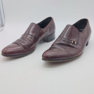 Vintage Florsheim Women's Sz 9 C Maroon Leather Loafers Shoes